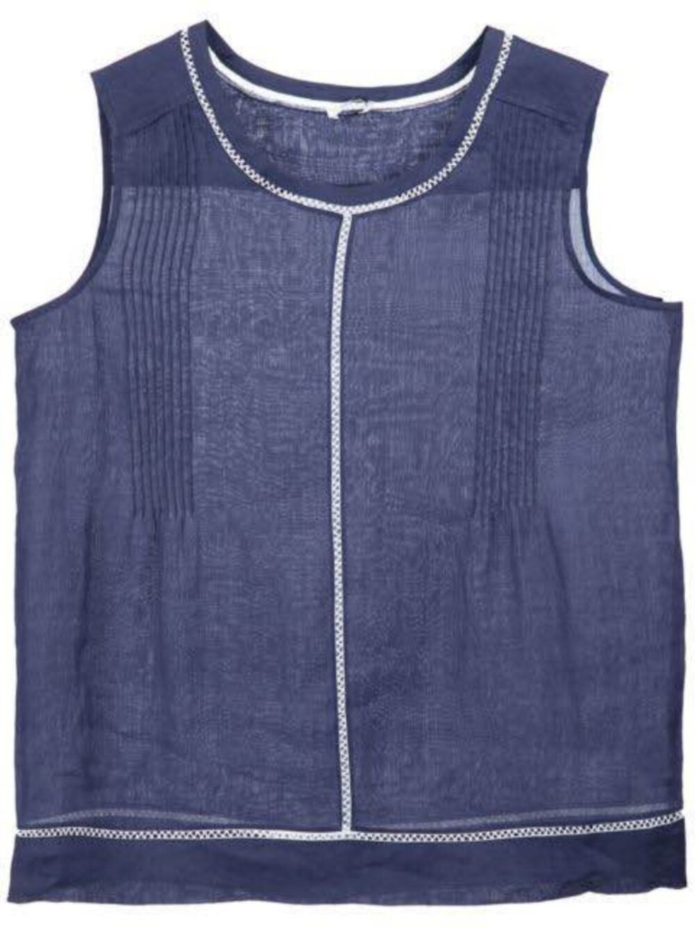 Vince beautiful eyelet navy Ramie sleeveless blouse size XS